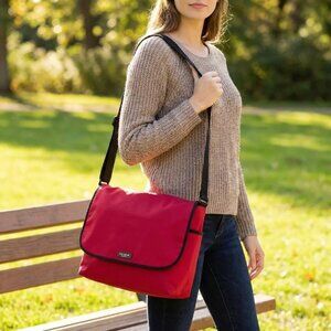 Like NEW Kate Spade New York Red Nylon Messenger Baby Bag